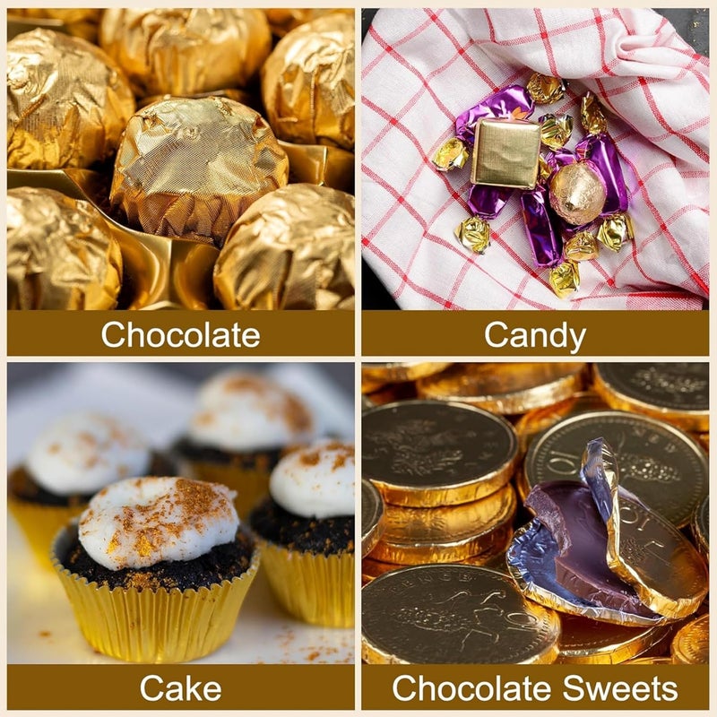 MITOB 200 Pack 5.9x5.9 inch Golden Chocolate Wrappers Aluminium Foil Square Sweets Lolly Paper Wrapping for DIY Food Candy Packaging Decoration Party Favor Wedding Birthday Accessories - Image 3